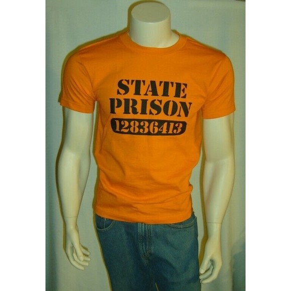 STATE PRISON T Shirt Adults Small Prisoner Jail Orange Funny - Picture 1 of 2
